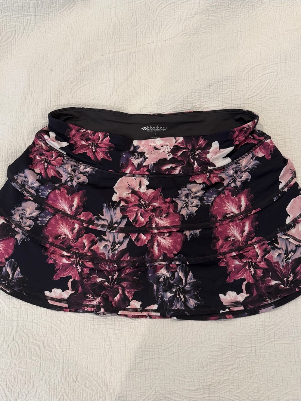 Ideology Black Tennis Skirt with Pink Floral Print